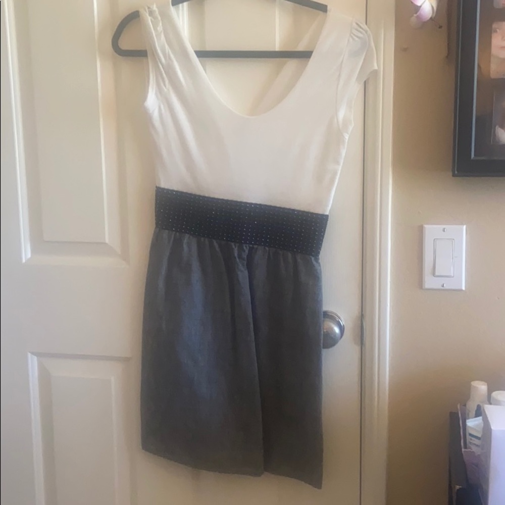 Grey white and black dress